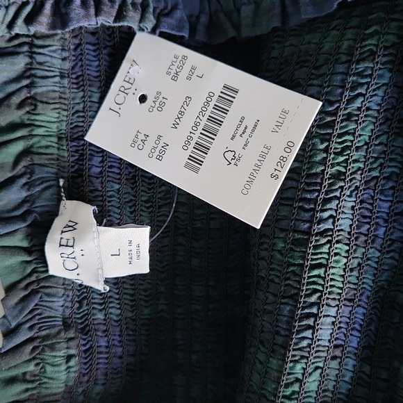 J Crew Factory plaid smocked midi dress size Large - Picture 4 of 7